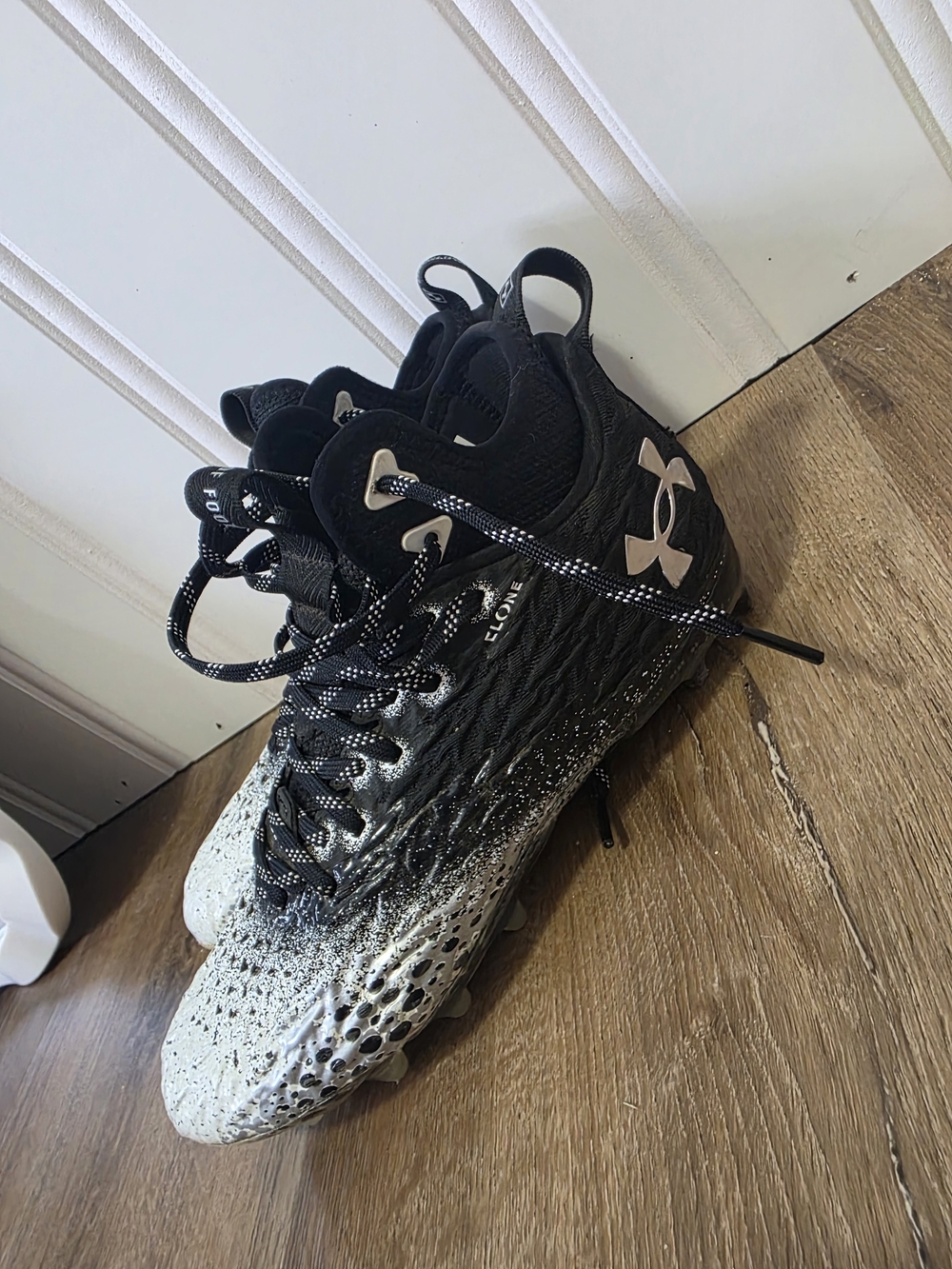 Under Armour Kids Black and White Cleats